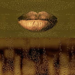 Eine goldene Champagnerkuss-Fantasie in digitaler Kunst. Drops.