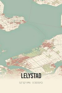 Vintage landkaart van Lelystad (Flevoland) van Rezona