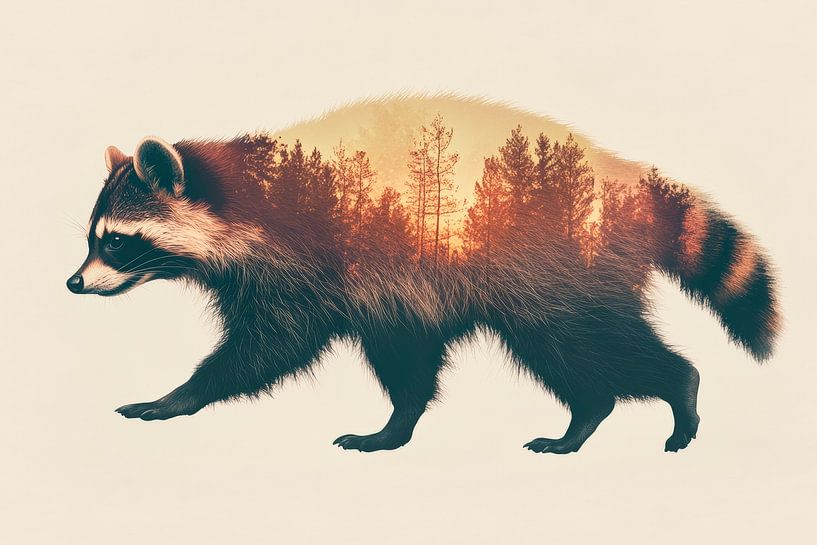 Wasbeer in het bos van Poster Art Shop