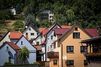 Huizen op de berg in Thuringen