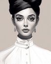 Vintage portret, illustratie in zwart-wit van Carla Van Iersel thumbnail