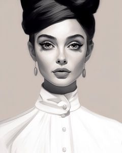 Vintage-Porträt, Schwarz-Weiß-Illustration
