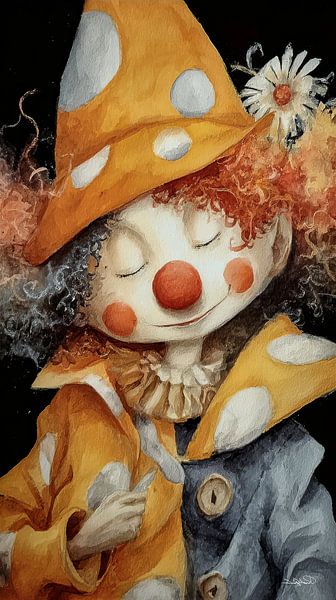 happy clown in watercolour by Gelissen Artworks