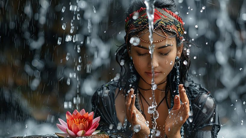 woman with lotus flower by Egon Zitter
