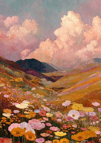 Bloeiende vallei - Vintage olieverfschilderij