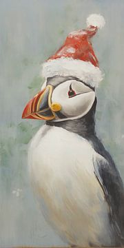 Puffin wearing a Santa hat by Whale & Sons