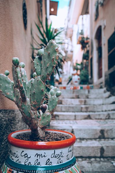Straat met trap in Taormina op het eiland van  Sicilië, Italië van DeedyLicious