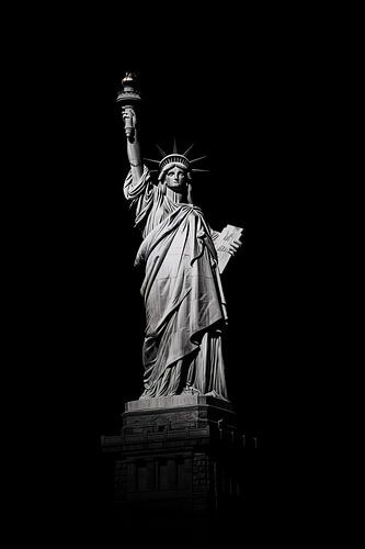 Statue de la Liberté new york portrait noir et blanc