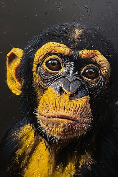 Realistisch schilderij van een gedetailleerde aap van Art & Soul Creations