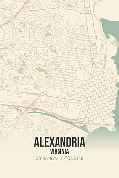 Vintage landkaart van Alexandria (Virginia), USA. van MijnStadsPoster