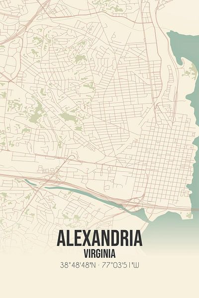 Vintage map of Alexandria (Virginia), USA. by Prints of Place