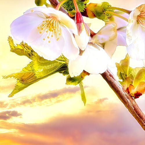 Witte bloesem aan tak