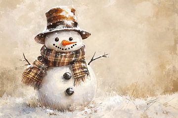 Cute snowman with vintage flair by Imperial Art House