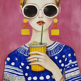 Summer Sips, modern and colourful portrait by Studio Allee