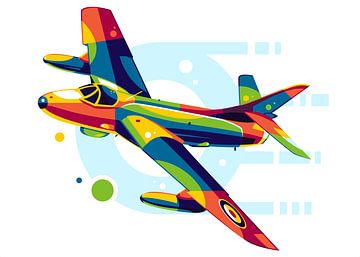 Hawker Hunter Fliegen in Pop Art von Lintang Wicaksono