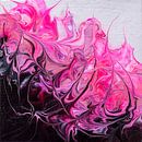 Abstract, organisch zwart wit roze acryl gieten schilderij van Anita Meis thumbnail