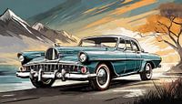klassieke oude muscle car op de weg, kunstontwerp van Animaflora PicsStock thumbnail