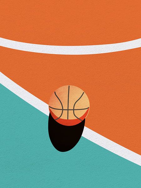 Minimal art vintage basketbalveld van RickyAP