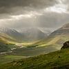 Spiel zwischen Sonne und Regen im Svarfaðardalur in Island von Henk Boerman