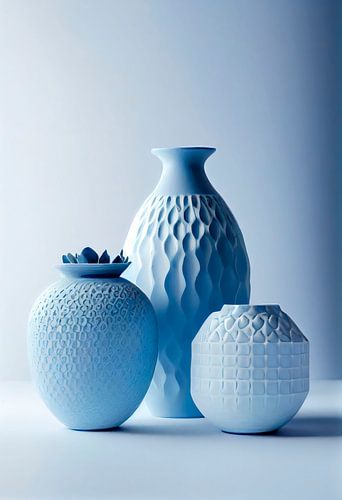 Still life with Vases in Shades of Blue and White