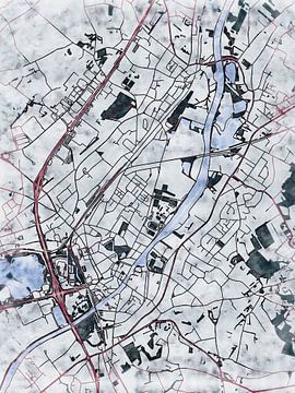 Map of Oudenaarde with the style 'White Winter' by Maporia
