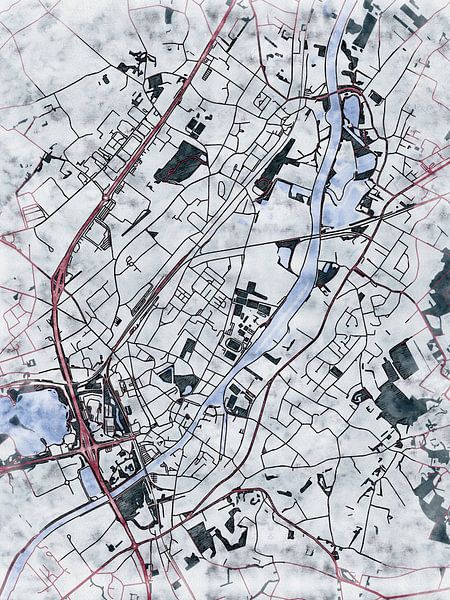 Kaart van Oudenaarde in de stijl 'White Winter' van Maporia