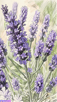 ESQUISSE AU CRAYON « LAVENDER SCRIBBLE ART » - AFFICHE EN MÉTAL