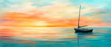 Coucher de soleil sur une eau calme sur Poster Art Shop