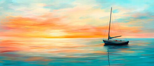 Sunset over still water