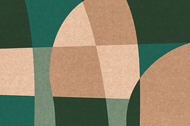 Modern art in retro style. Abstract organic shapes in green and beige no. 2 by Dina Dankers