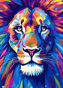 Leeuw koning dier Pop Art kleur stijl van Qreative