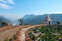 Nepali sunny views of valley during trek