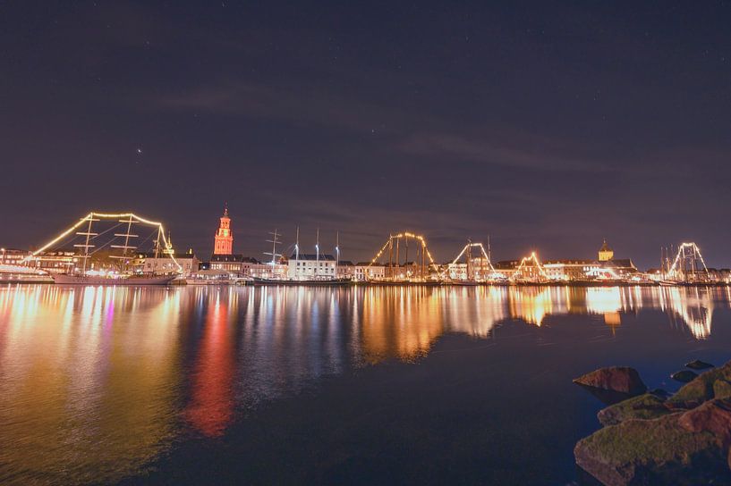 Kampen skyline at the river IJssel at night by Sjoerd van der Wal Photography