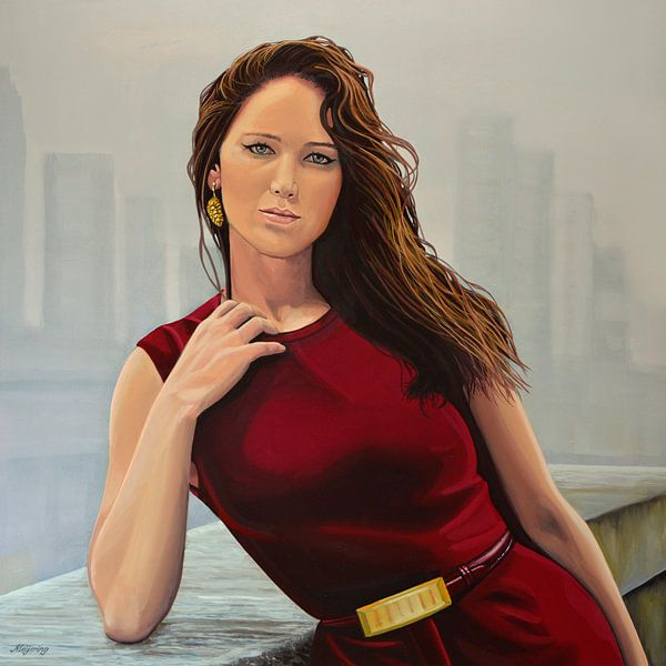 Jennifer Lawrence Painting von Paul Meijering