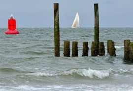 boei en zeilboot in zeeuws wateren von Petra De Jonge