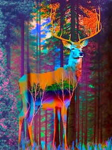 Hirsch Herrscher des Waldes surreal majestätisch