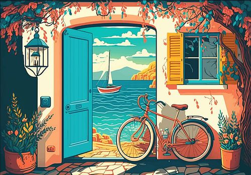 Illustration de la porte d'entrée d'une cour de maison