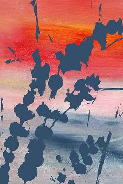 Bladeren. Moderne abstracte botanische kunst in heldere pastelkleuren nr. 3 van Dina Dankers