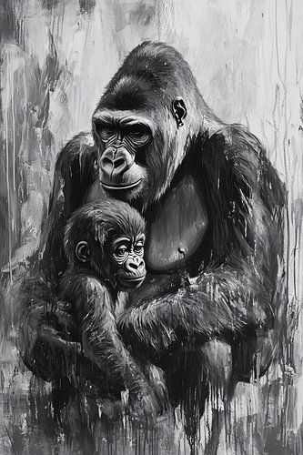 Gorilla beschermt haar jong