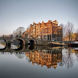 Amsterdam, Grachtenhuizen uit de 17e eeuw, Brouwersgracht. van Frans Lemmens