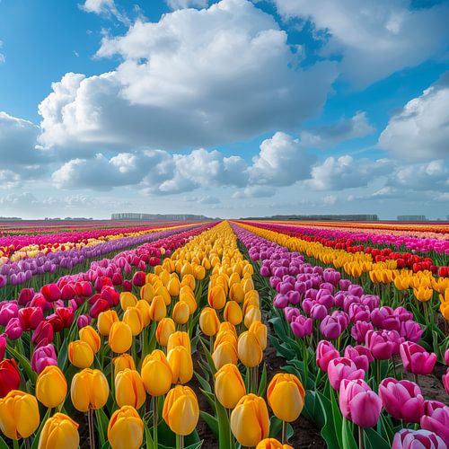 Tulpenveld kleurrijk nederland