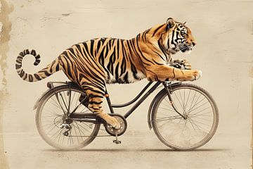 Tijger op fiets van Poster Art Shop