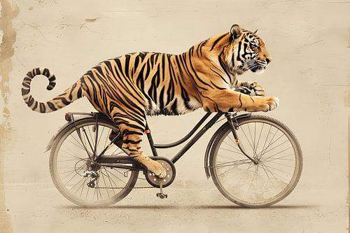 Tiger on bicycle