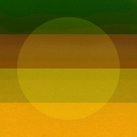 Neon kunst. Kleurrijk minimalistisch geometrisch abstract in groen, bruin, mosterd en geel. van Dina Dankers