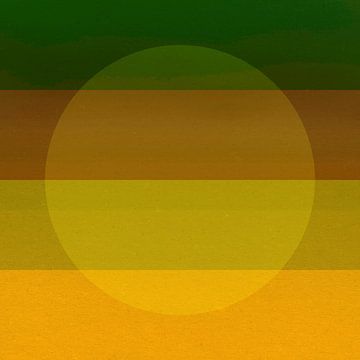 Neon kunst. Kleurrijk minimalistisch geometrisch abstract in groen, bruin, mosterd en geel. van Dina Dankers