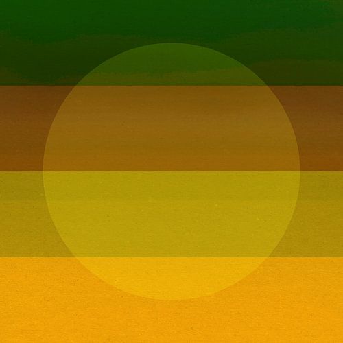 Neon kunst. Kleurrijk minimalistisch geometrisch abstract in groen, bruin, mosterd en geel.