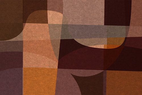 Abstracte organische vormen en lijnen. Geometrische kunst in retro stijl in beige, bruin, roze II