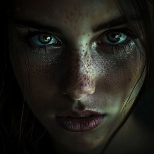 A woman's intense gaze