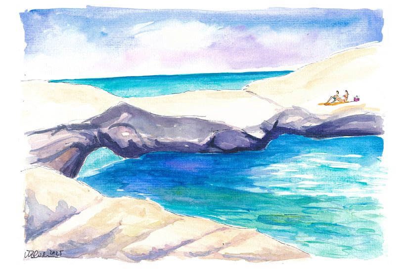 Traumhafter Strand von Sarakiniko Milos Weiße Felsen Flucht von Markus Bleichner