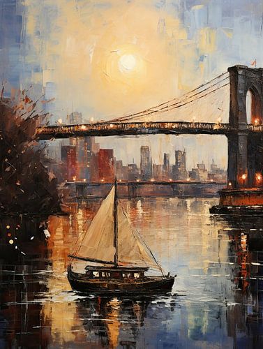 Nocturnal elegance: the Brooklyn Bridge by moonlight
